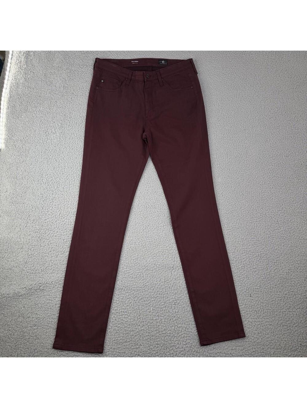 AG Adriano Goldschmied Pants Womens 29R Maroon The Prima Mid Rise Cigarette